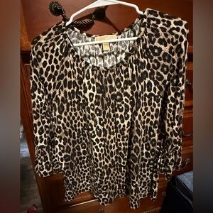 Michael Kors Animal Print Blouse - Black and Brown